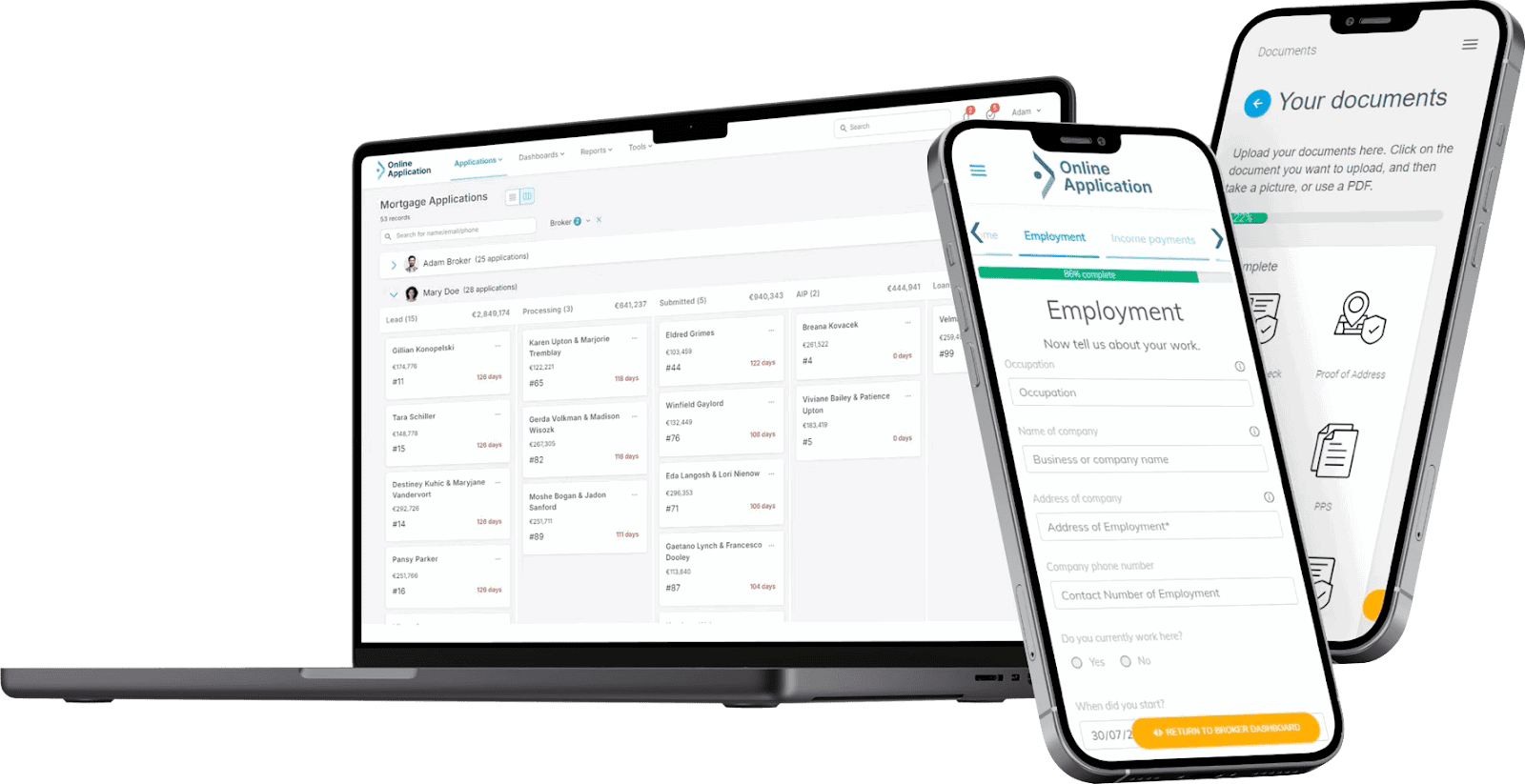 Online Application Devices Online Application shown on various devices